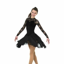 Jerry's 583 Lace Inset Dance Dress - Jet Black -IceEdge Sales Store 583 Black Front 600x600 97434.1651529300.1280.1280 26732.1651529452