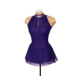 Solitaire Style F22008 Mesh Keyhole Dress- Navy -IceEdge Sales Store F22008R Purple Front 91546.1656366524