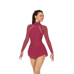 Solitaire Style F22009 Classic High Neck Dress- Regal Purple -IceEdge Sales Store F22009RClaretFrontCROP 09369.1681163933