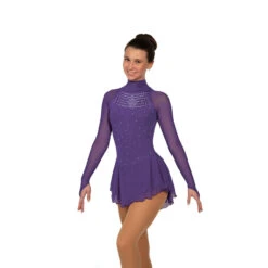 Solitaire Style F22009 Classic High Neck Dress- Regal Purple -IceEdge Sales Store F22009S Purple Front 42378.1681163933