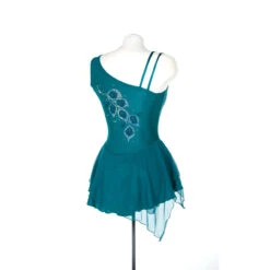 Solitaire Style F23025 One Shoulder Dress -IceEdge Sales Store F23025R Peacock Back 14646.1681170884